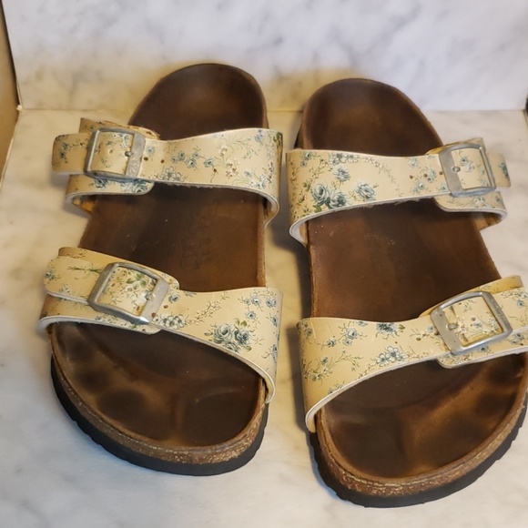 Birkenstock Shoes - Birki's Birkenstock Blue Flower Garden Sandals.34